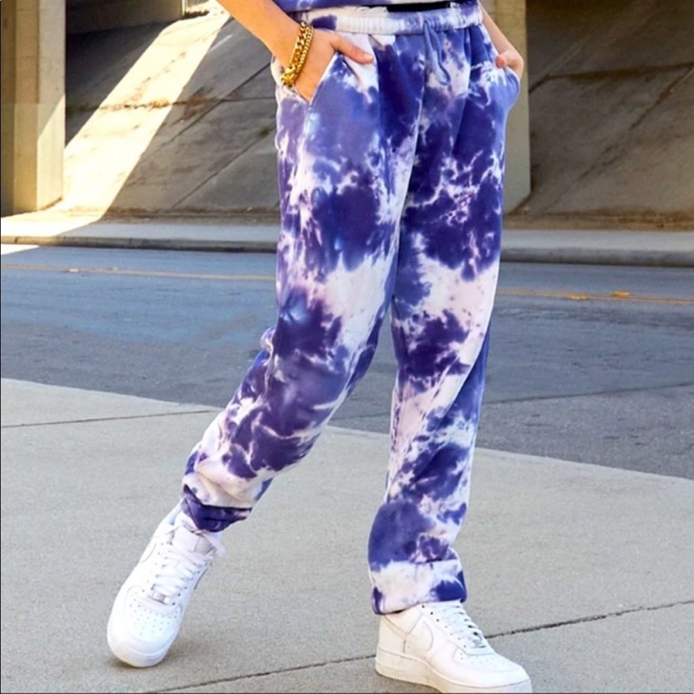Spiritual Gangster Laguna Sweatpants Tie Dye Blue/White